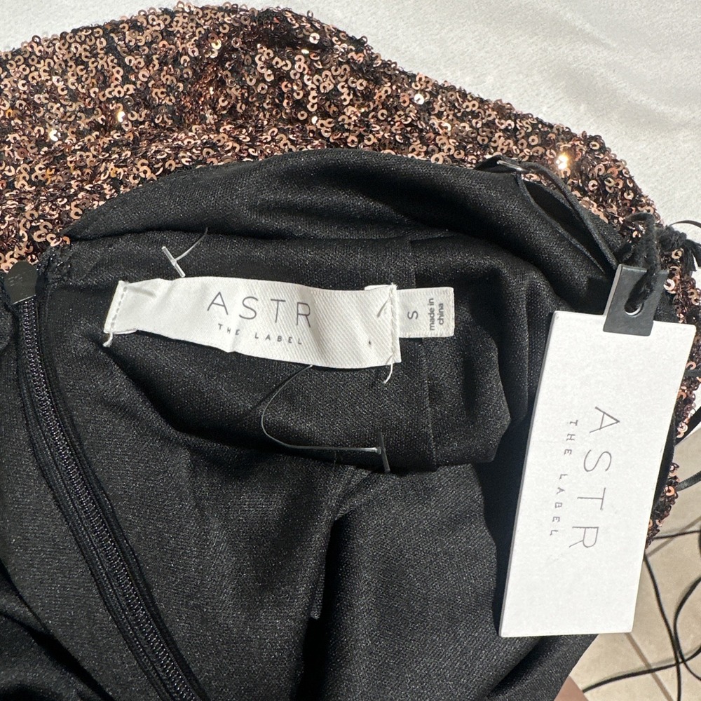 ASTR Bronze Sequin Twist-Front Mini Dress - Picture 3 of 14
